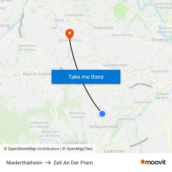 Niederthalheim to Zell An Der Pram map