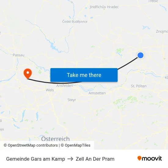 Gemeinde Gars am Kamp to Zell An Der Pram map