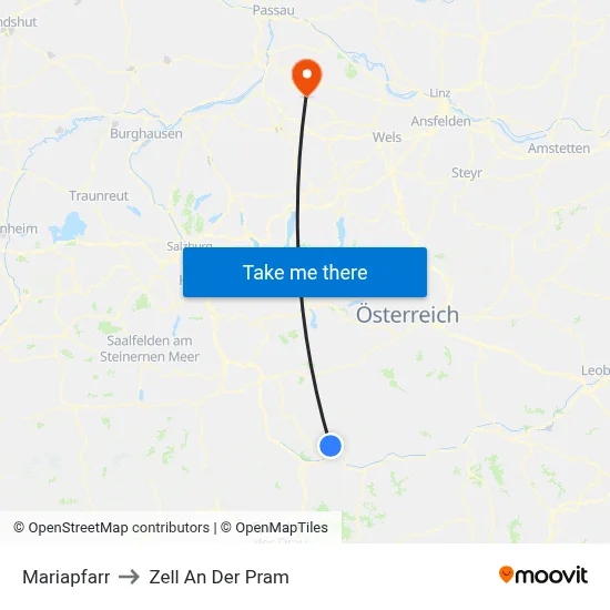 Mariapfarr to Zell An Der Pram map