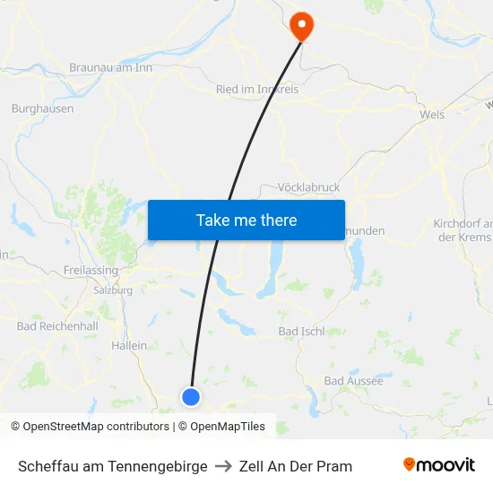 Scheffau am Tennengebirge to Zell An Der Pram map