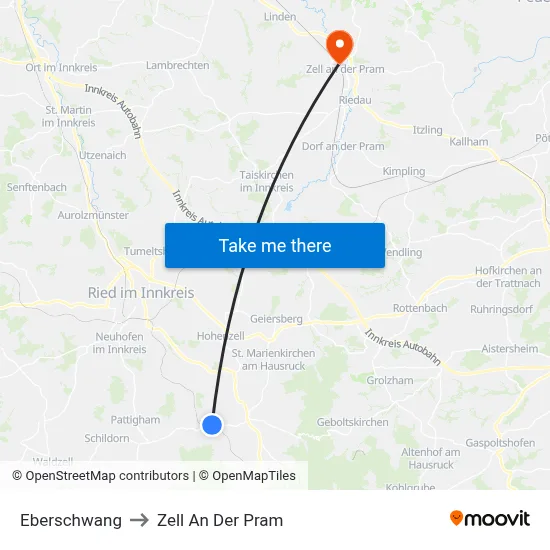 Eberschwang to Zell An Der Pram map