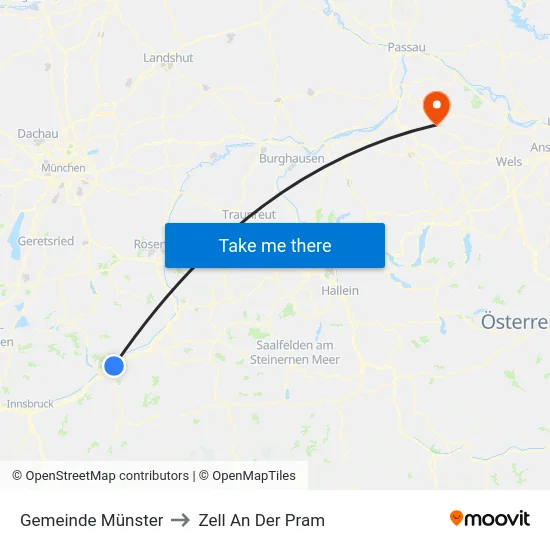 Gemeinde Münster to Zell An Der Pram map