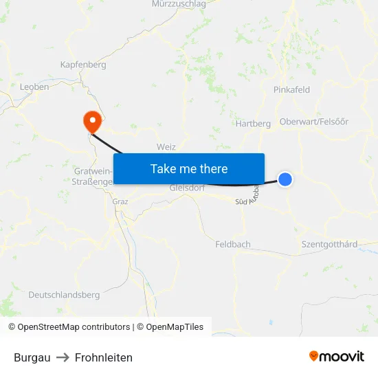 Burgau to Frohnleiten map