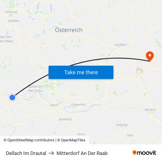 Dellach Im Drautal to Mitterdorf An Der Raab map