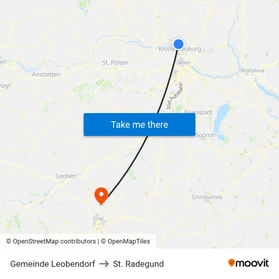 Gemeinde Leobendorf to St. Radegund map