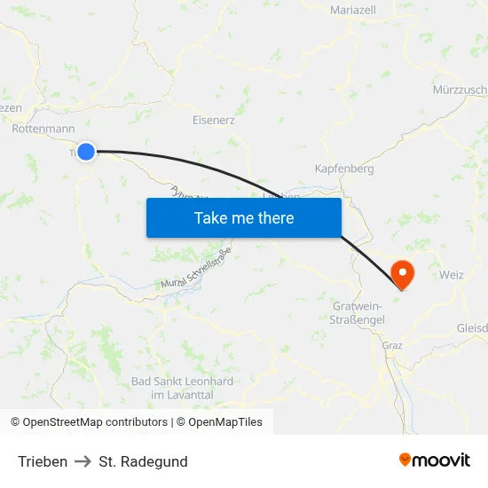 Trieben to St. Radegund map