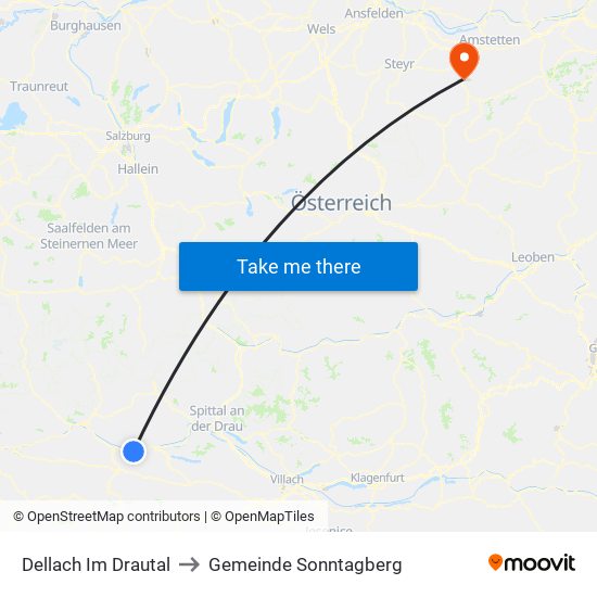 Dellach Im Drautal to Gemeinde Sonntagberg map