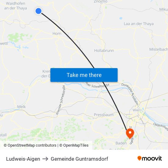 Ludweis-Aigen to Gemeinde Guntramsdorf map