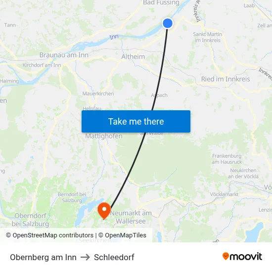 Obernberg am Inn to Schleedorf map