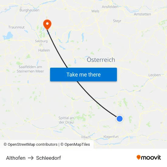 Althofen to Schleedorf map