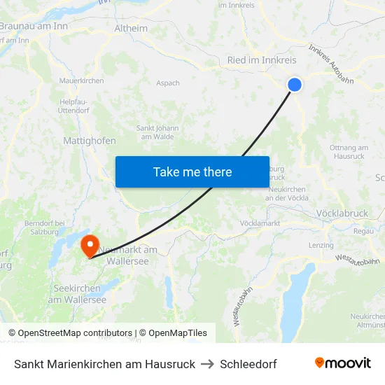 Sankt Marienkirchen am Hausruck to Schleedorf map