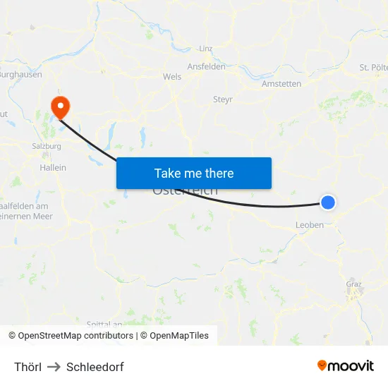 Thörl to Schleedorf map