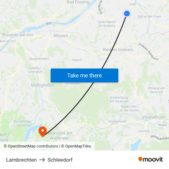 Lambrechten to Schleedorf map