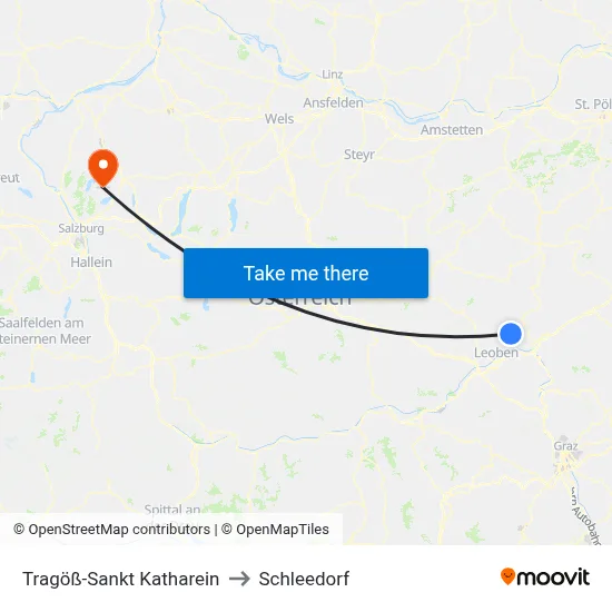 Tragöß-Sankt Katharein to Schleedorf map