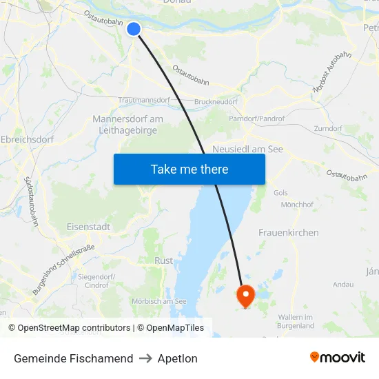 Gemeinde Fischamend to Apetlon map