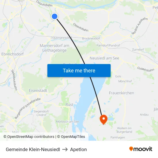 Gemeinde Klein-Neusiedl to Apetlon map