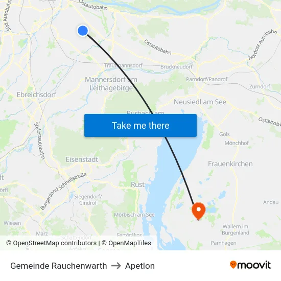 Gemeinde Rauchenwarth to Apetlon map