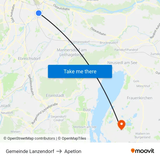 Gemeinde Lanzendorf to Apetlon map