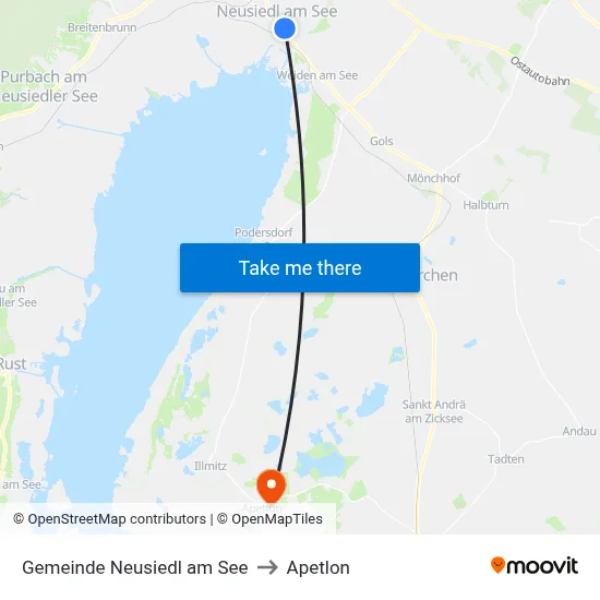 Gemeinde Neusiedl am See to Apetlon map