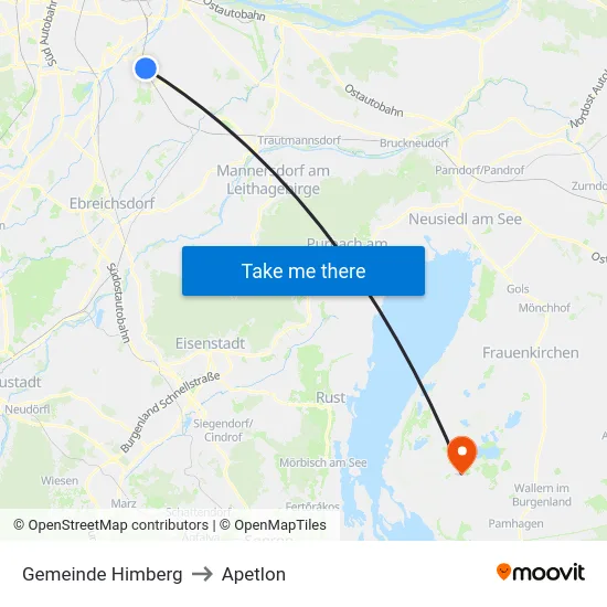 Gemeinde Himberg to Apetlon map