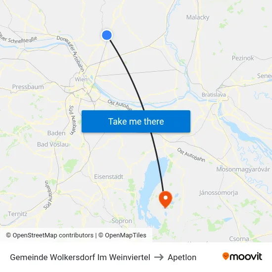 Gemeinde Wolkersdorf Im Weinviertel to Apetlon map