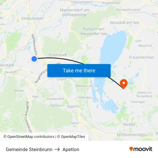 Gemeinde Steinbrunn to Apetlon map