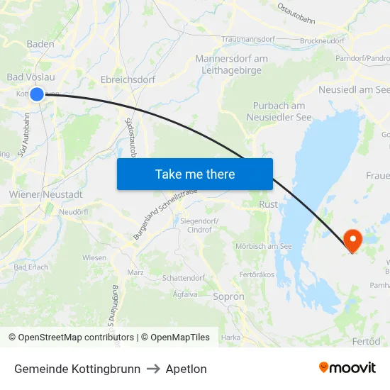 Gemeinde Kottingbrunn to Apetlon map