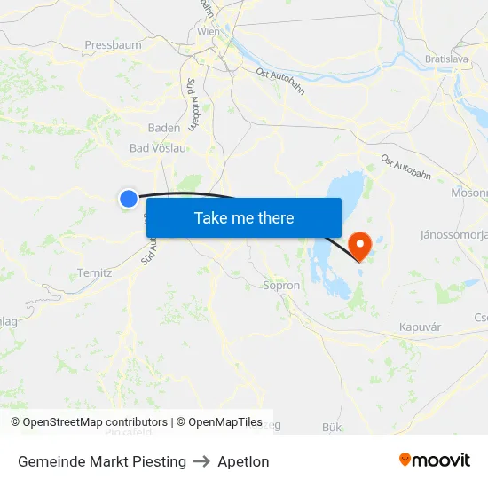 Gemeinde Markt Piesting to Apetlon map