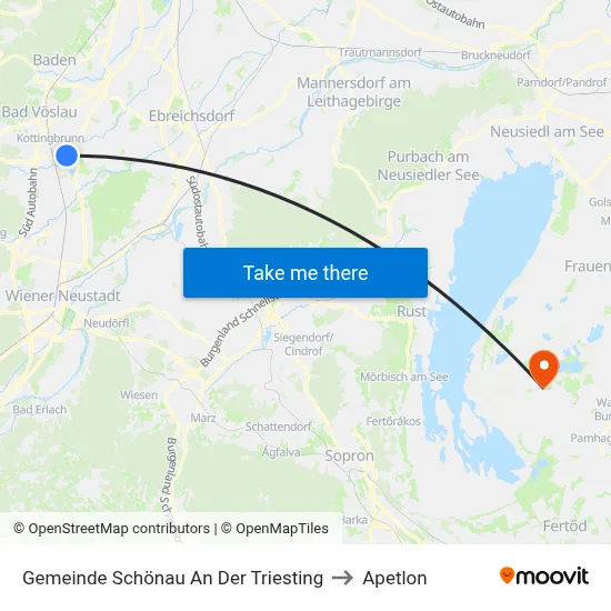 Gemeinde Schönau An Der Triesting to Apetlon map