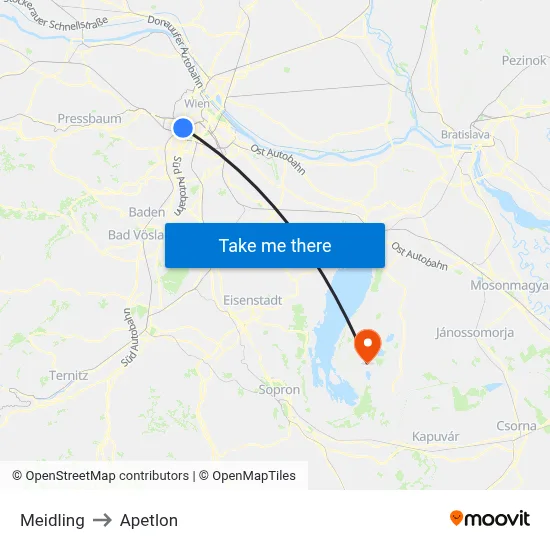 Meidling to Apetlon map