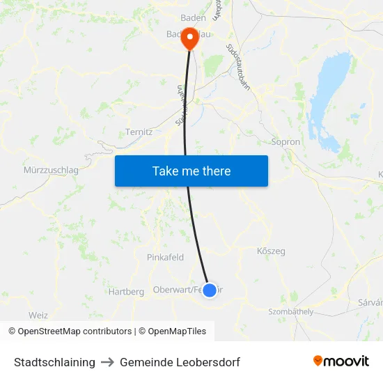 Stadtschlaining to Gemeinde Leobersdorf map