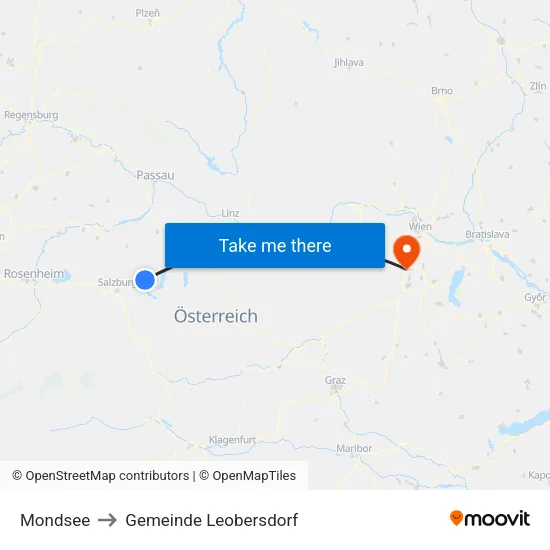 Mondsee to Gemeinde Leobersdorf map