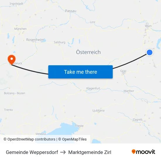 Gemeinde Weppersdorf to Marktgemeinde Zirl map