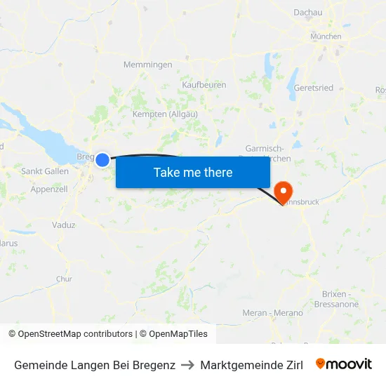 Gemeinde Langen Bei Bregenz to Marktgemeinde Zirl map