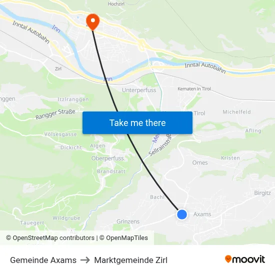 Gemeinde Axams to Marktgemeinde Zirl map