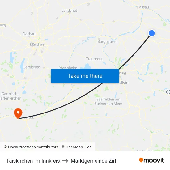 Taiskirchen Im Innkreis to Marktgemeinde Zirl map