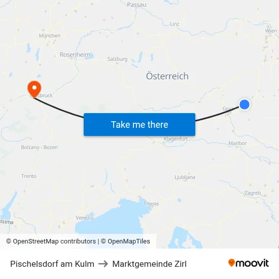 Pischelsdorf am Kulm to Marktgemeinde Zirl map