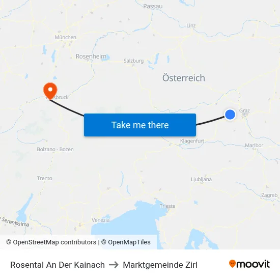 Rosental An Der Kainach to Marktgemeinde Zirl map