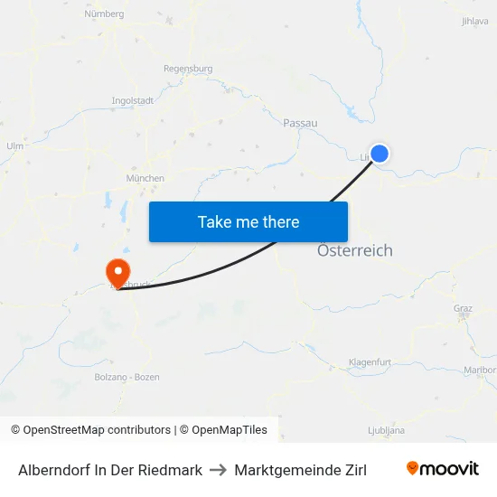 Alberndorf In Der Riedmark to Marktgemeinde Zirl map