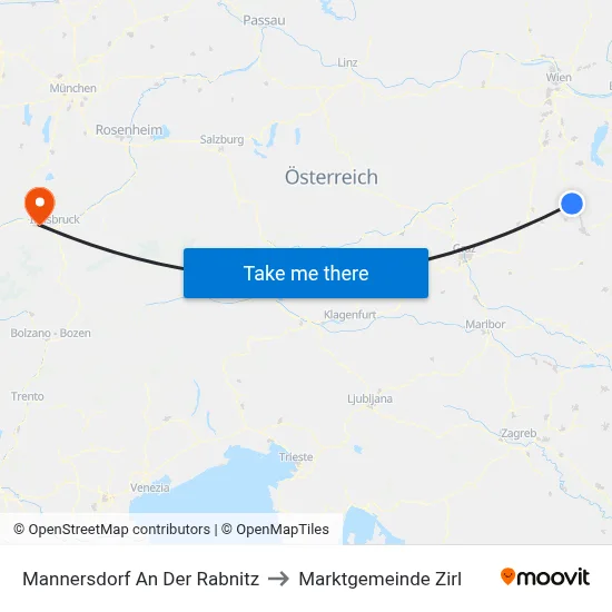 Mannersdorf An Der Rabnitz to Marktgemeinde Zirl map