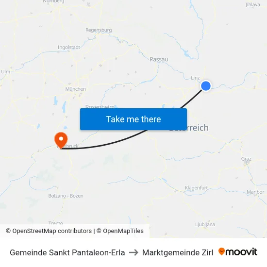 Gemeinde Sankt Pantaleon-Erla to Marktgemeinde Zirl map