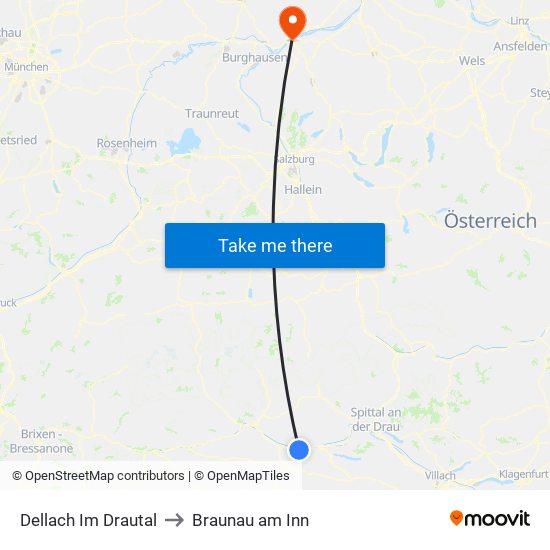 Dellach Im Drautal to Braunau am Inn map