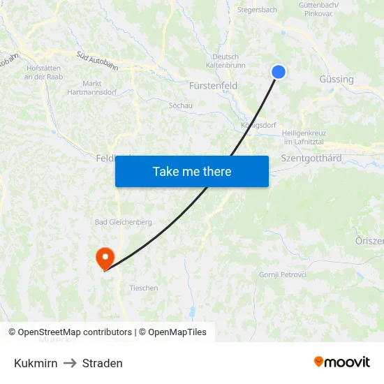 Kukmirn to Straden map