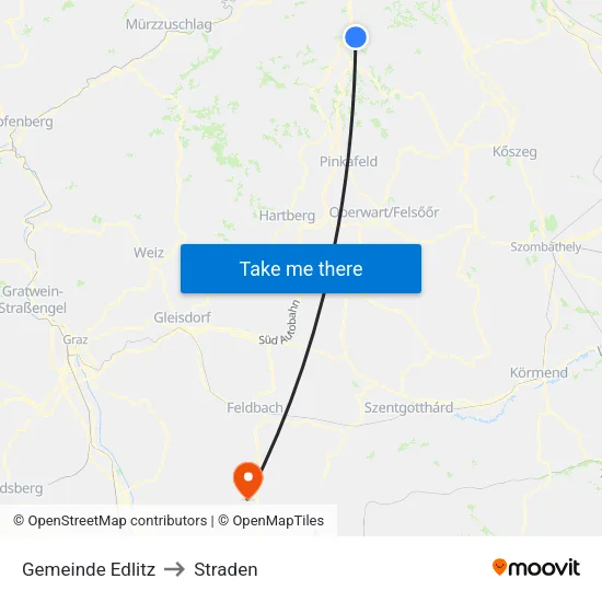 Gemeinde Edlitz to Straden map