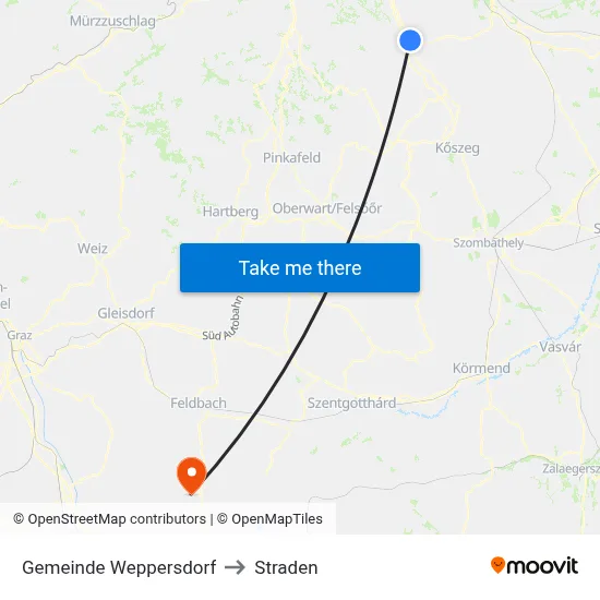 Gemeinde Weppersdorf to Straden map