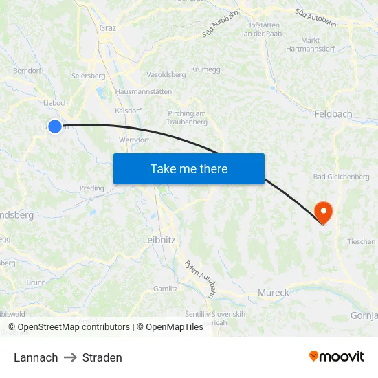 Lannach to Straden map