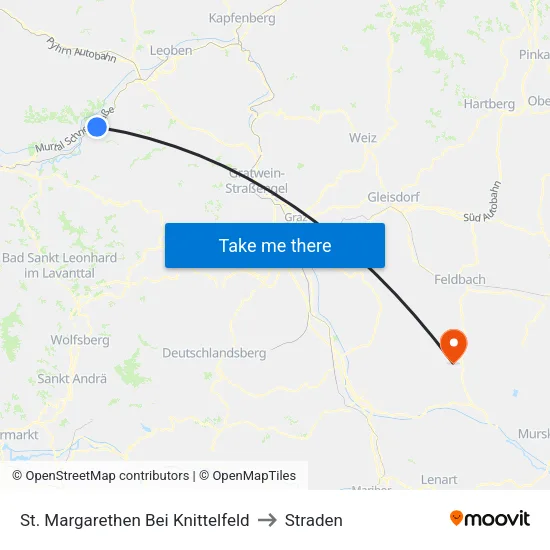 St. Margarethen Bei Knittelfeld to Straden map