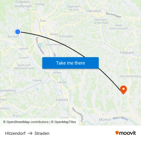 Hitzendorf to Straden map