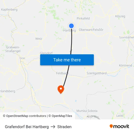 Grafendorf Bei Hartberg to Straden map
