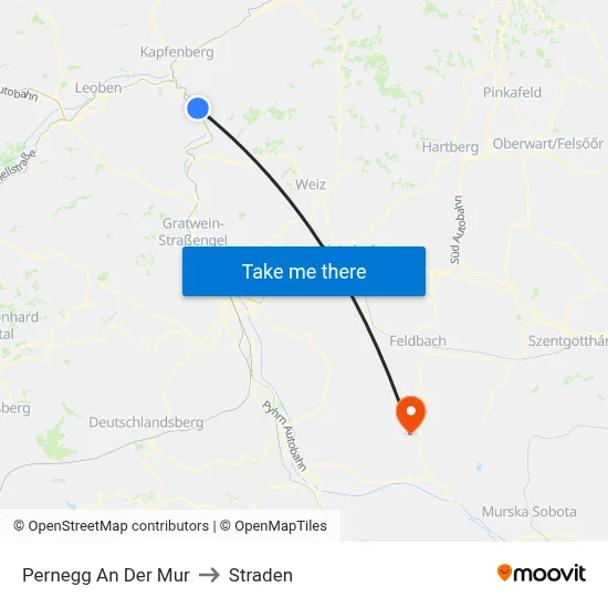 Pernegg An Der Mur to Straden map